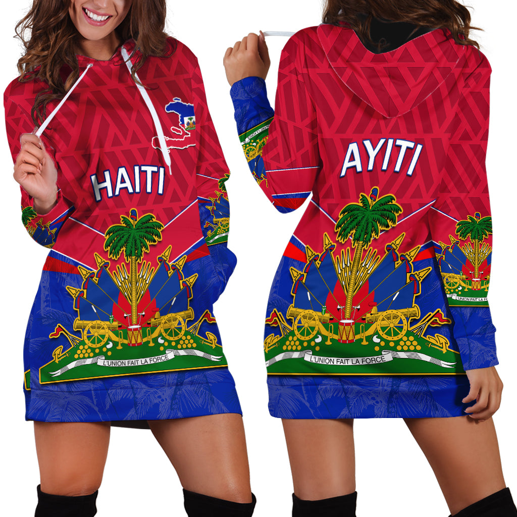 Haiti Hoodie Dress Ayiti Coat Of Arms With Map TS06 - Wonder Print Shop