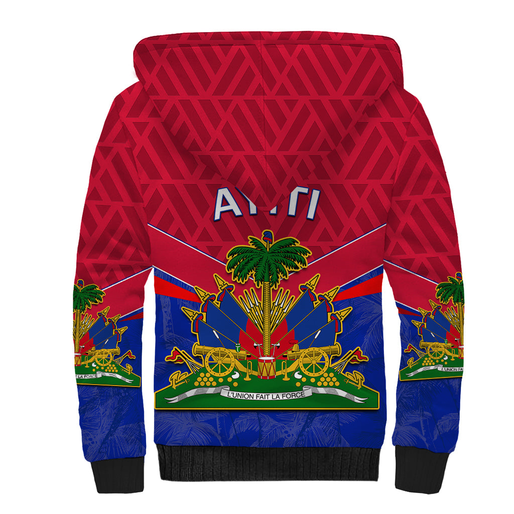 Haiti Sherpa Hoodie Ayiti Coat Of Arms With Map TS06 - Wonder Print Shop