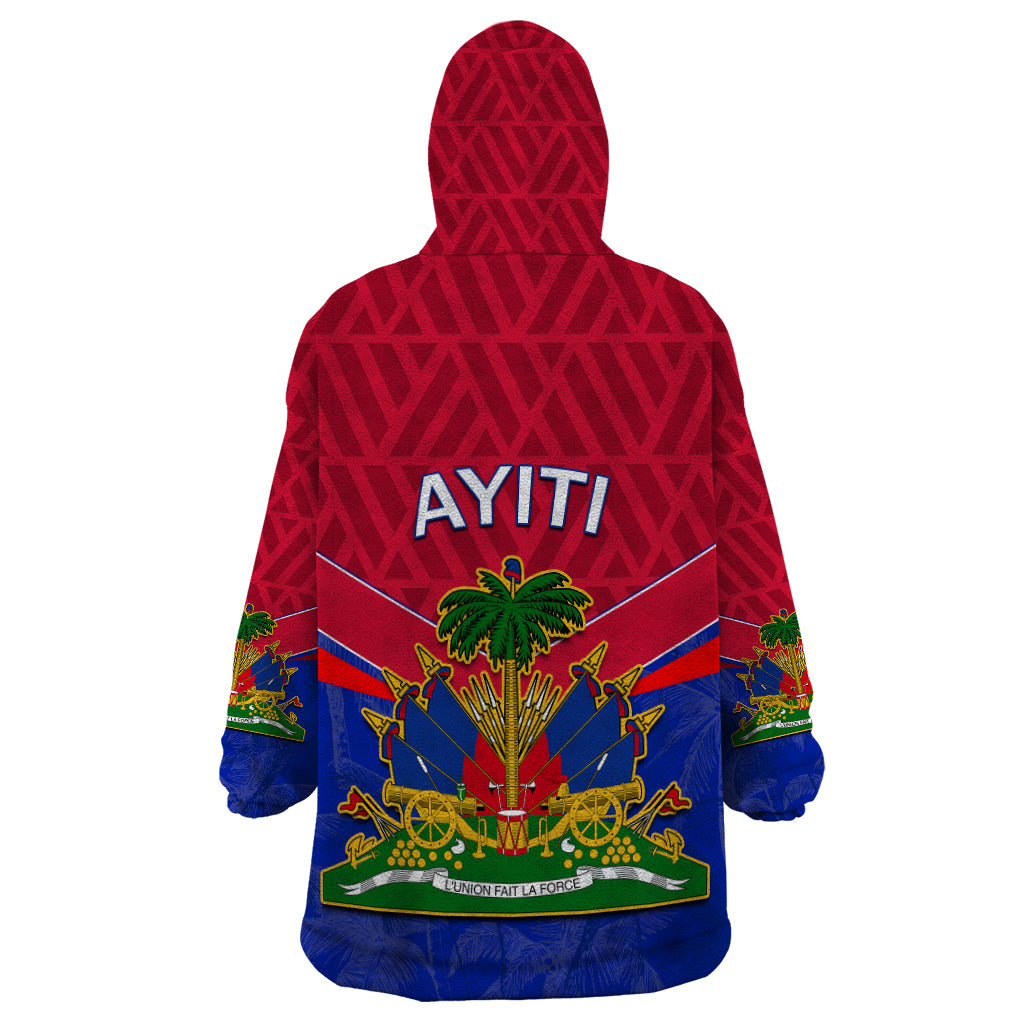 Haiti Wearable Blanket Hoodie Ayiti Coat Of Arms With Map TS06 - Wonder Print Shop