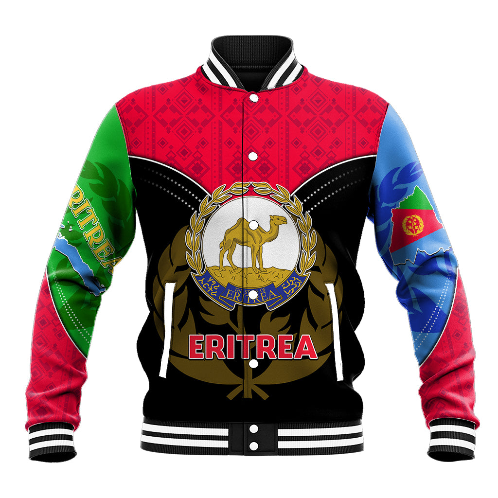 Eritrea Baseball Jacket Coat Of Arms And Map With Cross TS06 - Wonder Print Shop