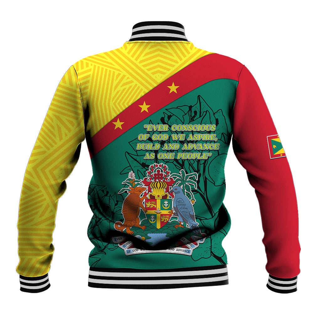 Grenada Baseball Jacket Coat Of Arms With Bougainvillea Flowers TS06 - Wonder Print Shop