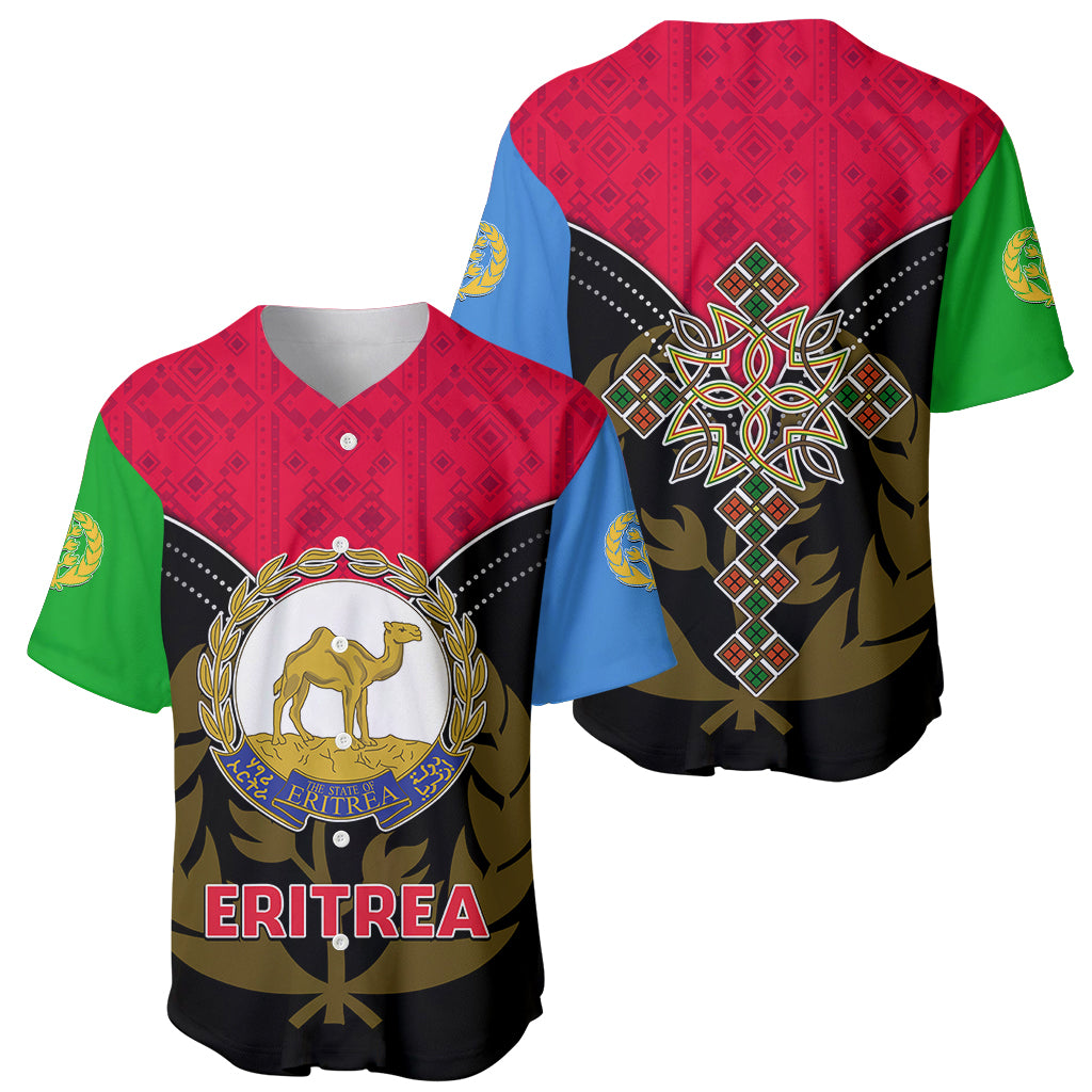 Eritrea Baseball Jersey Coat Of Arms And Map With Cross TS06 - Wonder Print Shop