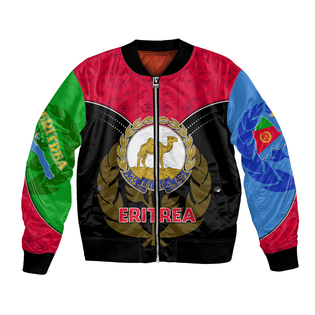 Eritrea Bomber Jacket Coat Of Arms And Map With Cross TS06 - Wonder Print Shop