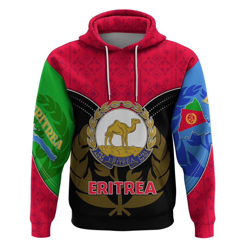 Eritrea Hoodie Coat Of Arms And Map With Cross TS06 - Wonder Print Shop