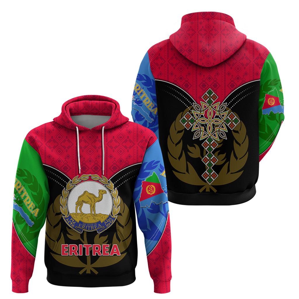 Eritrea Hoodie Coat Of Arms And Map With Cross TS06 - Wonder Print Shop