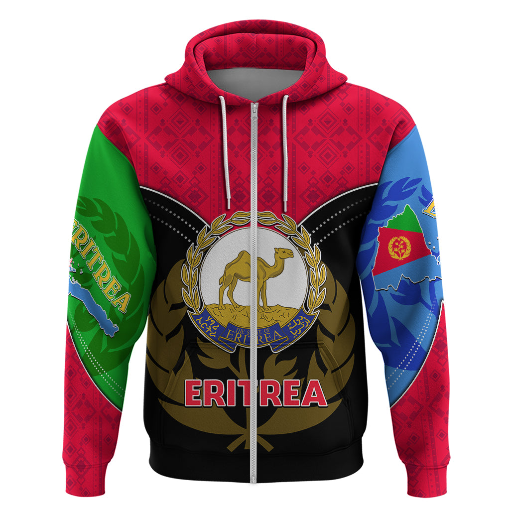 Eritrea Hoodie Coat Of Arms And Map With Cross TS06 - Wonder Print Shop