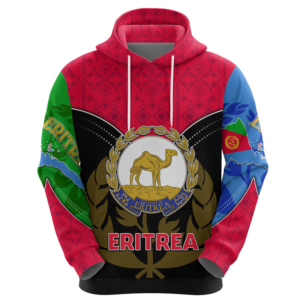 Eritrea Hoodie Coat Of Arms And Map With Cross TS06 - Wonder Print Shop