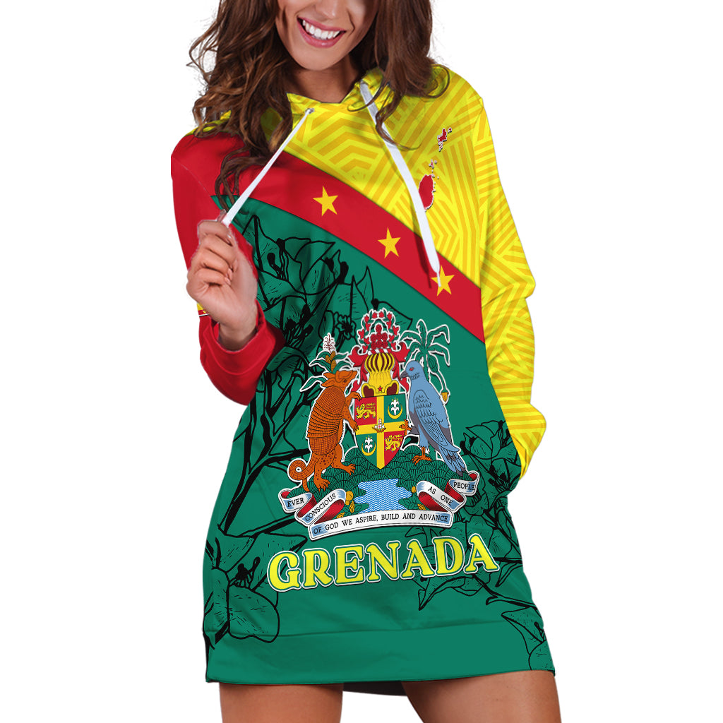 grenada-hoodie-dress-coat-of-arms-with-bougainvillea-flowers