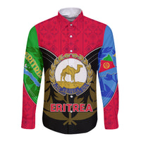 Eritrea Long Sleeve Button Shirt Coat Of Arms And Map With Cross TS06 - Wonder Print Shop