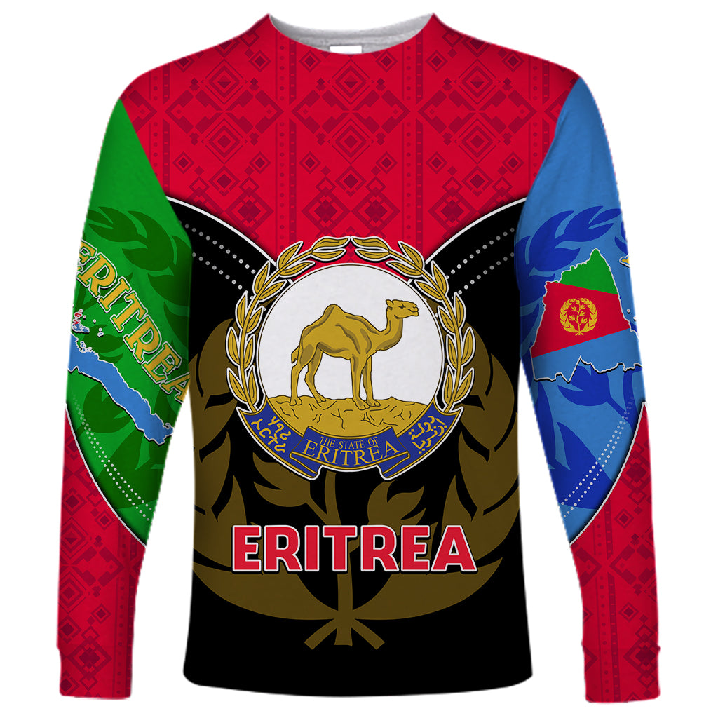 Eritrea Long Sleeve Shirt Coat Of Arms And Map With Cross TS06 - Wonder Print Shop