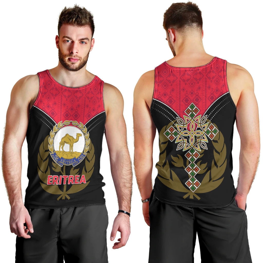 Eritrea Men Tank Top Coat Of Arms And Map With Cross TS06