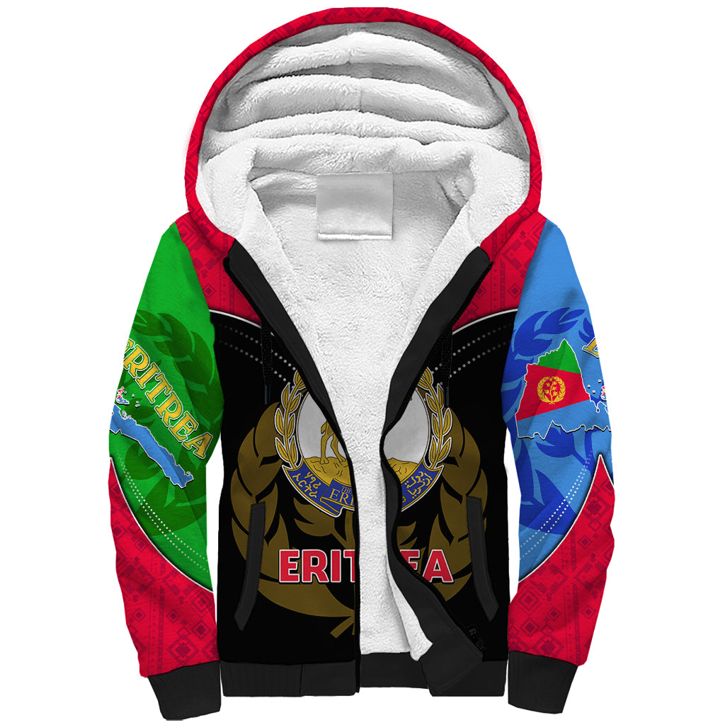 Eritrea Sherpa Hoodie Coat Of Arms And Map With Cross TS06 - Wonder Print Shop
