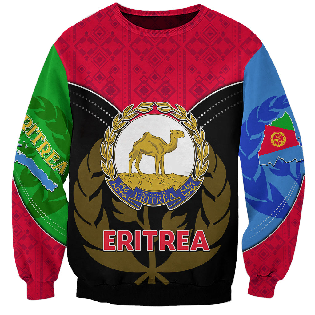 Eritrea Sweatshirt Coat Of Arms And Map With Cross TS06 - Wonder Print Shop