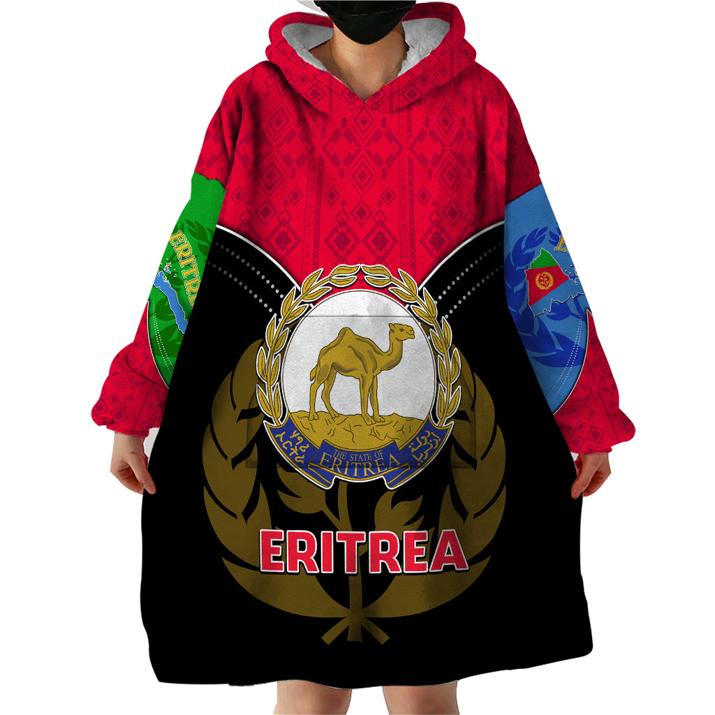 Eritrea Wearable Blanket Hoodie Coat Of Arms And Map With Cross TS06 - Wonder Print Shop