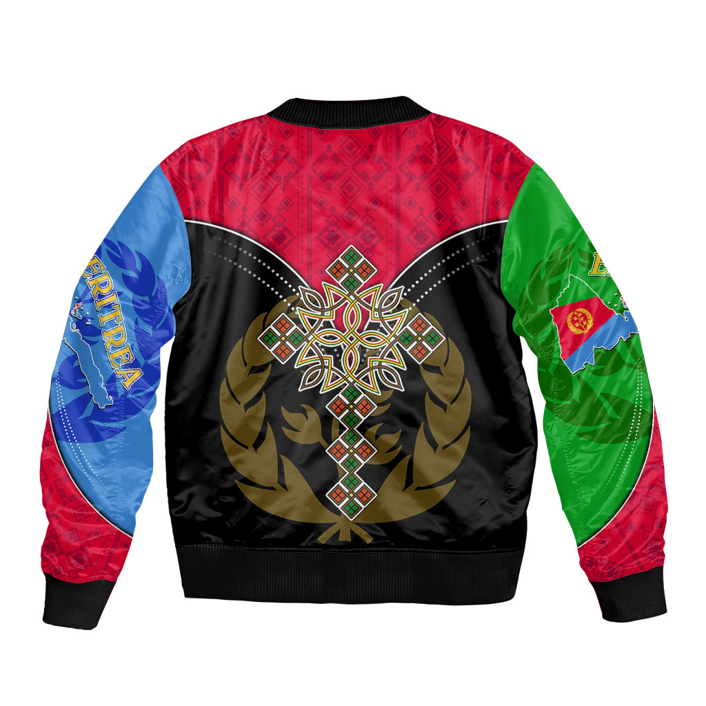 Eritrea Bomber Jacket Coat Of Arms And Map With Cross TS06 - Wonder Print Shop