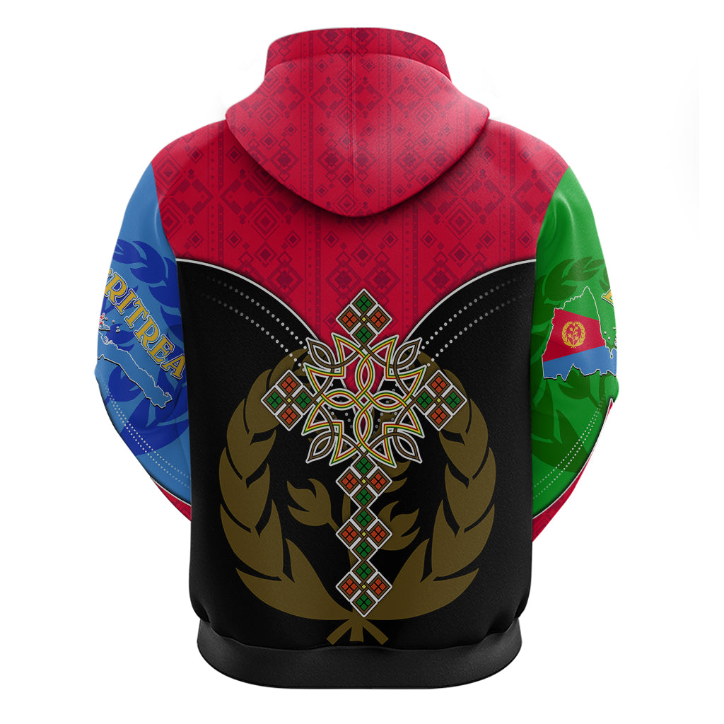Eritrea Hoodie Coat Of Arms And Map With Cross TS06 - Wonder Print Shop