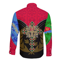 Eritrea Long Sleeve Button Shirt Coat Of Arms And Map With Cross TS06 - Wonder Print Shop