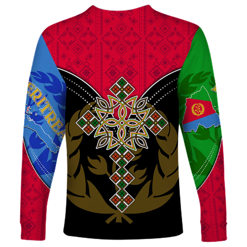 Eritrea Long Sleeve Shirt Coat Of Arms And Map With Cross TS06 - Wonder Print Shop