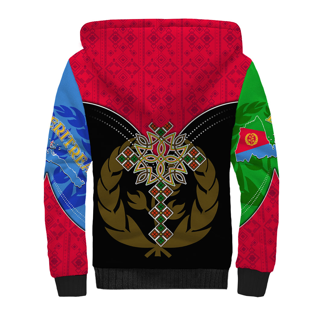 Eritrea Sherpa Hoodie Coat Of Arms And Map With Cross TS06 - Wonder Print Shop