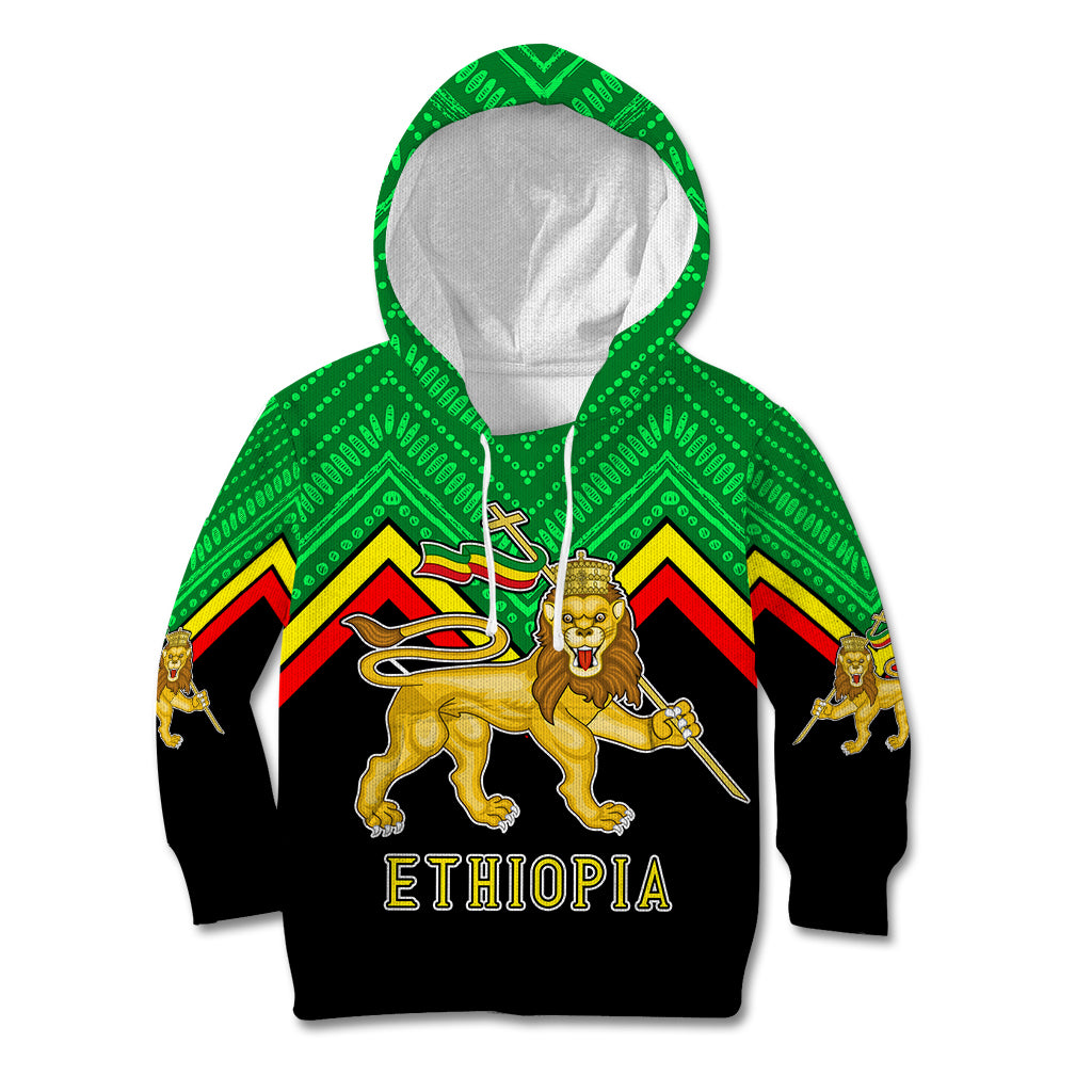 Ethiopia Kid Hoodie Coat Of Arms With Hand Drawn Pattern TS06 - Wonder Print Shop
