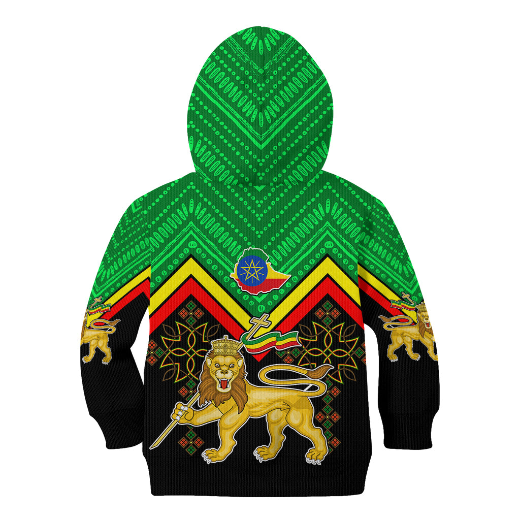 Ethiopia Kid Hoodie Coat Of Arms With Hand Drawn Pattern TS06 - Wonder Print Shop