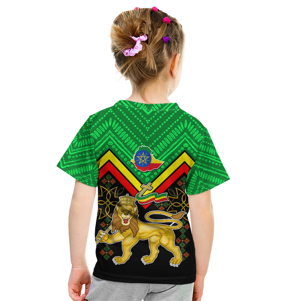 Ethiopia Kid T Shirt Coat Of Arms With Hand Drawn Pattern TS06 - Wonder Print Shop