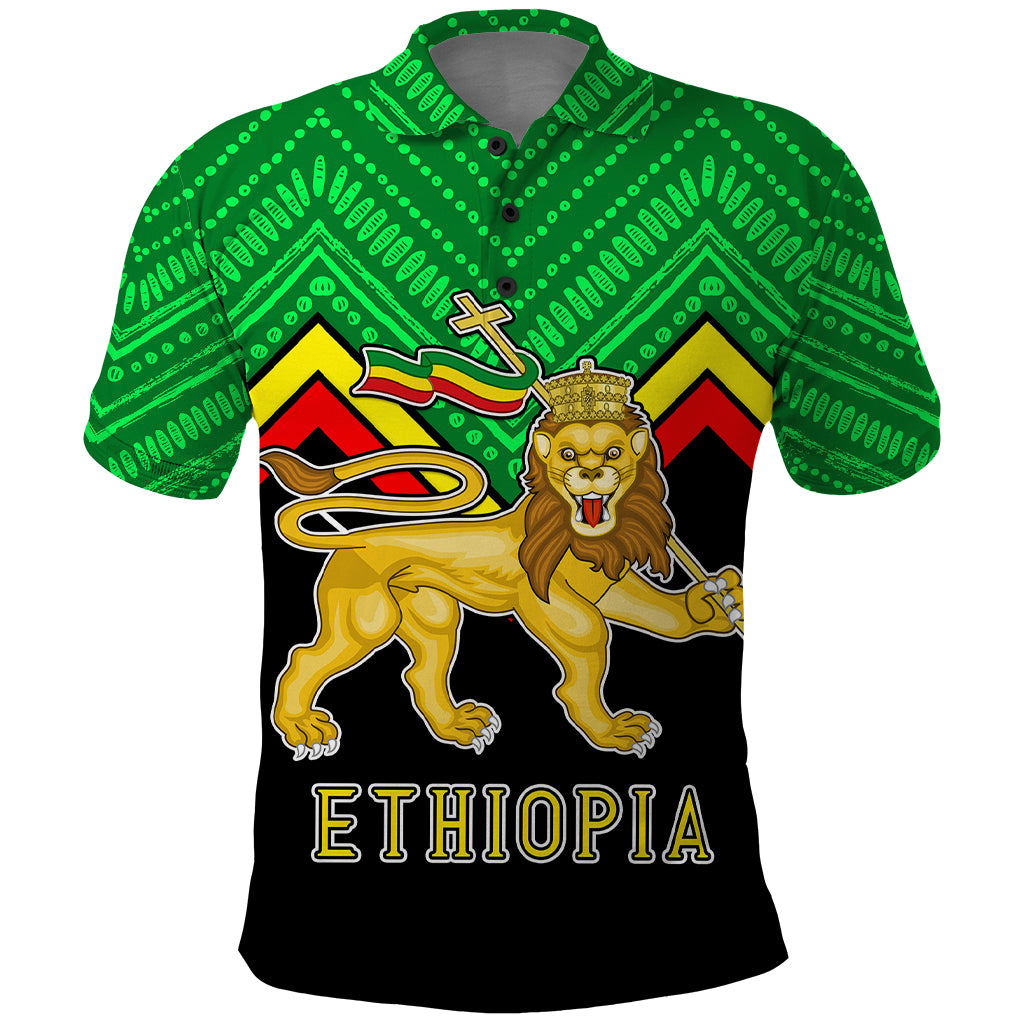 Ethiopia Polo Shirt Coat Of Arms With Hand Drawn Pattern TS06 - Wonder Print Shop