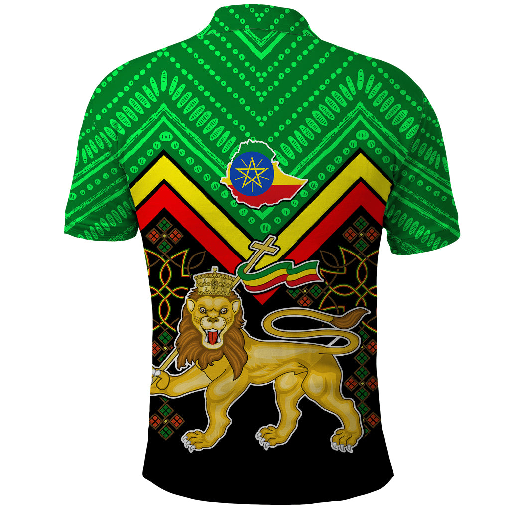 Ethiopia Polo Shirt Coat Of Arms With Hand Drawn Pattern TS06 - Wonder Print Shop