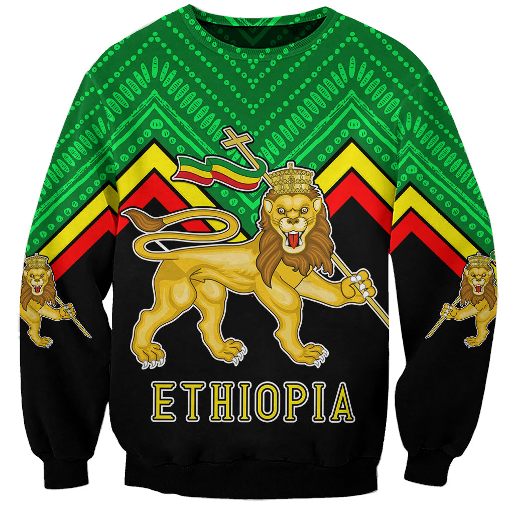 Ethiopia Sweatshirt Coat Of Arms With Hand Drawn Pattern TS06 - Wonder Print Shop