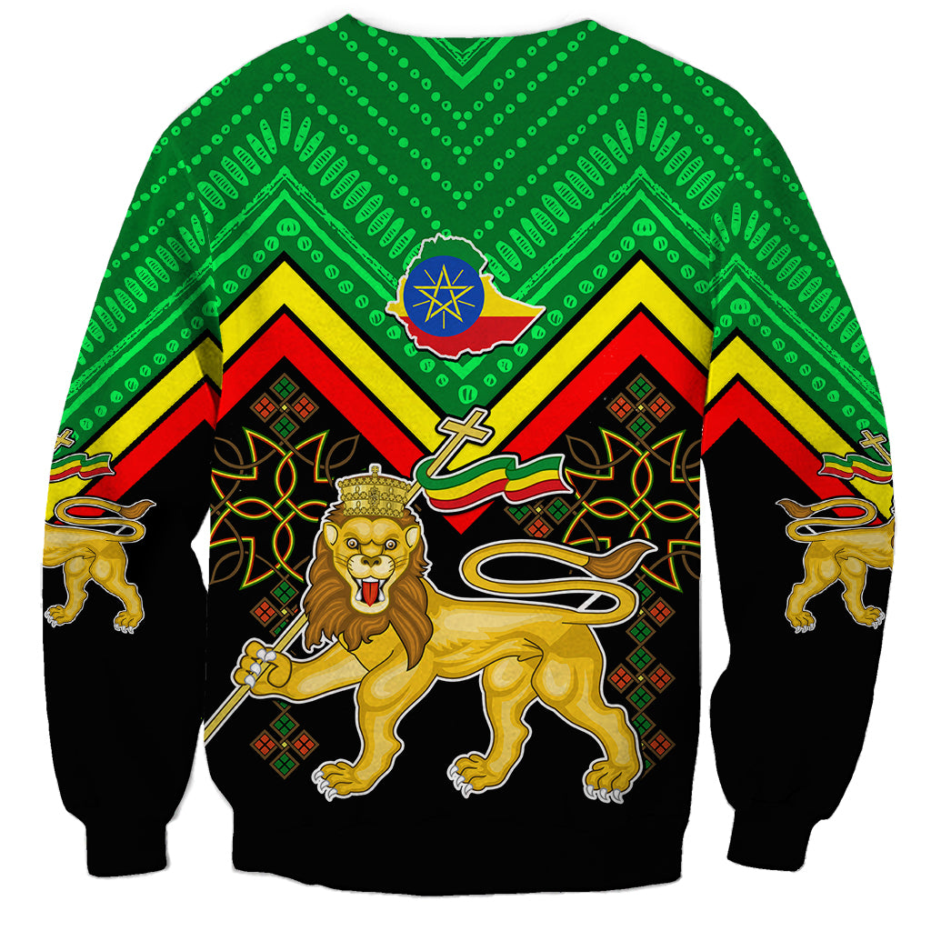 Ethiopia Sweatshirt Coat Of Arms With Hand Drawn Pattern TS06 - Wonder Print Shop