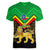 Ethiopia Women V Neck T Shirt Coat Of Arms With Hand Drawn Pattern TS06 - Wonder Print Shop