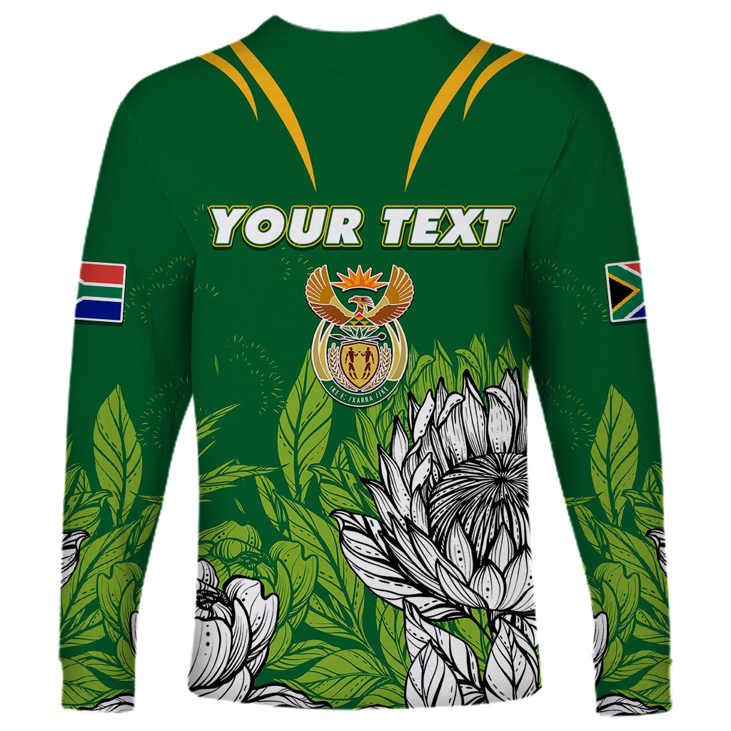 Personalised South Africa Long Sleeve Shirt King Protea With Flag TS06 - Wonder Print Shop
