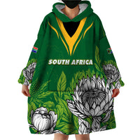 Personalised South Africa Wearable Blanket Hoodie King Protea With Flag TS06 - Wonder Print Shop