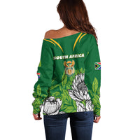 South Africa Off Shoulder Sweater King Protea With Flag TS06 - Wonder Print Shop