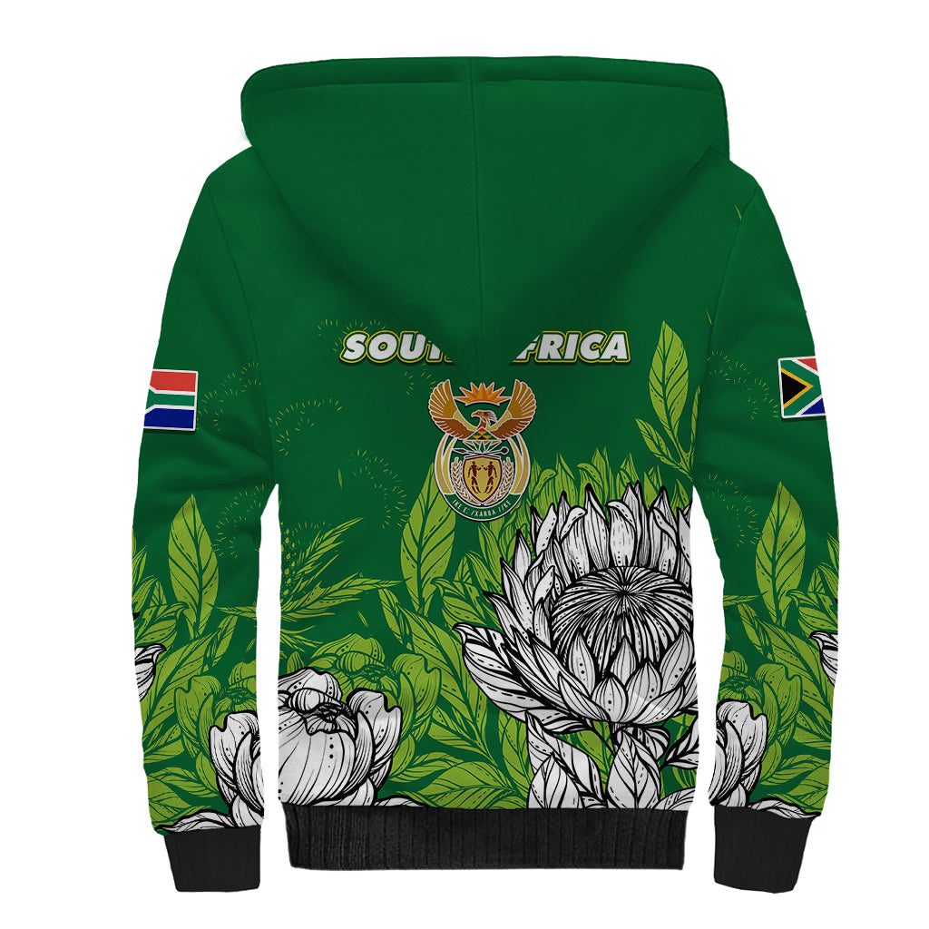 South Africa Sherpa Hoodie King Protea With Flag TS06 - Wonder Print Shop