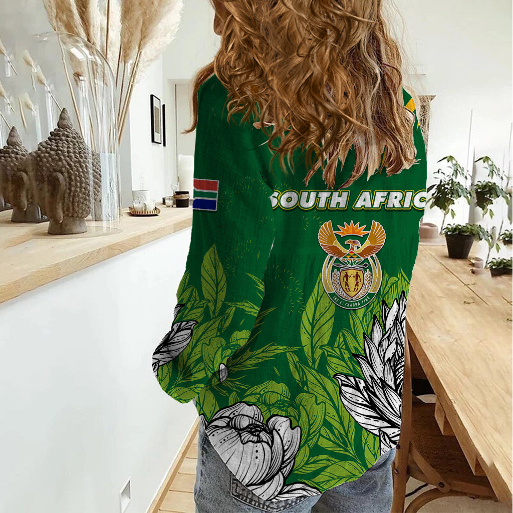 South Africa Women Casual Shirt King Protea With Flag TS06 - Wonder Print Shop