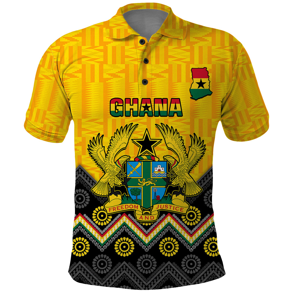 personalised-ghana-polo-shirt-kente-pattern-and-adinkra-pattern-mix-coat-of-arms