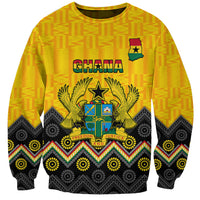 Personalised Ghana Sweatshirt Kente Pattern And Adinkra Pattern Mix Coat Of Arms TS06 - Wonder Print Shop