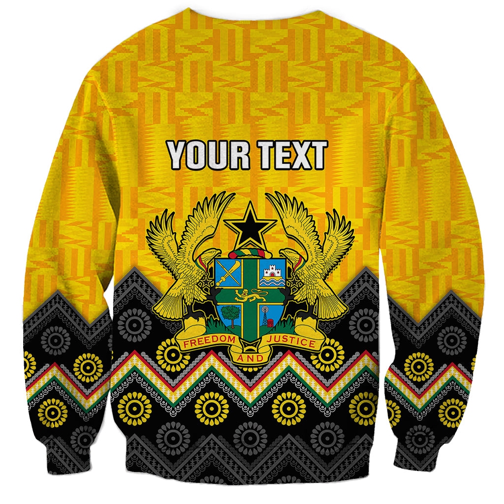 Personalised Ghana Sweatshirt Kente Pattern And Adinkra Pattern Mix Coat Of Arms TS06 - Wonder Print Shop