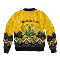 Ghana Bomber Jacket Kente Pattern And Adinkra Pattern Mix Coat Of Arms TS06 - Wonder Print Shop