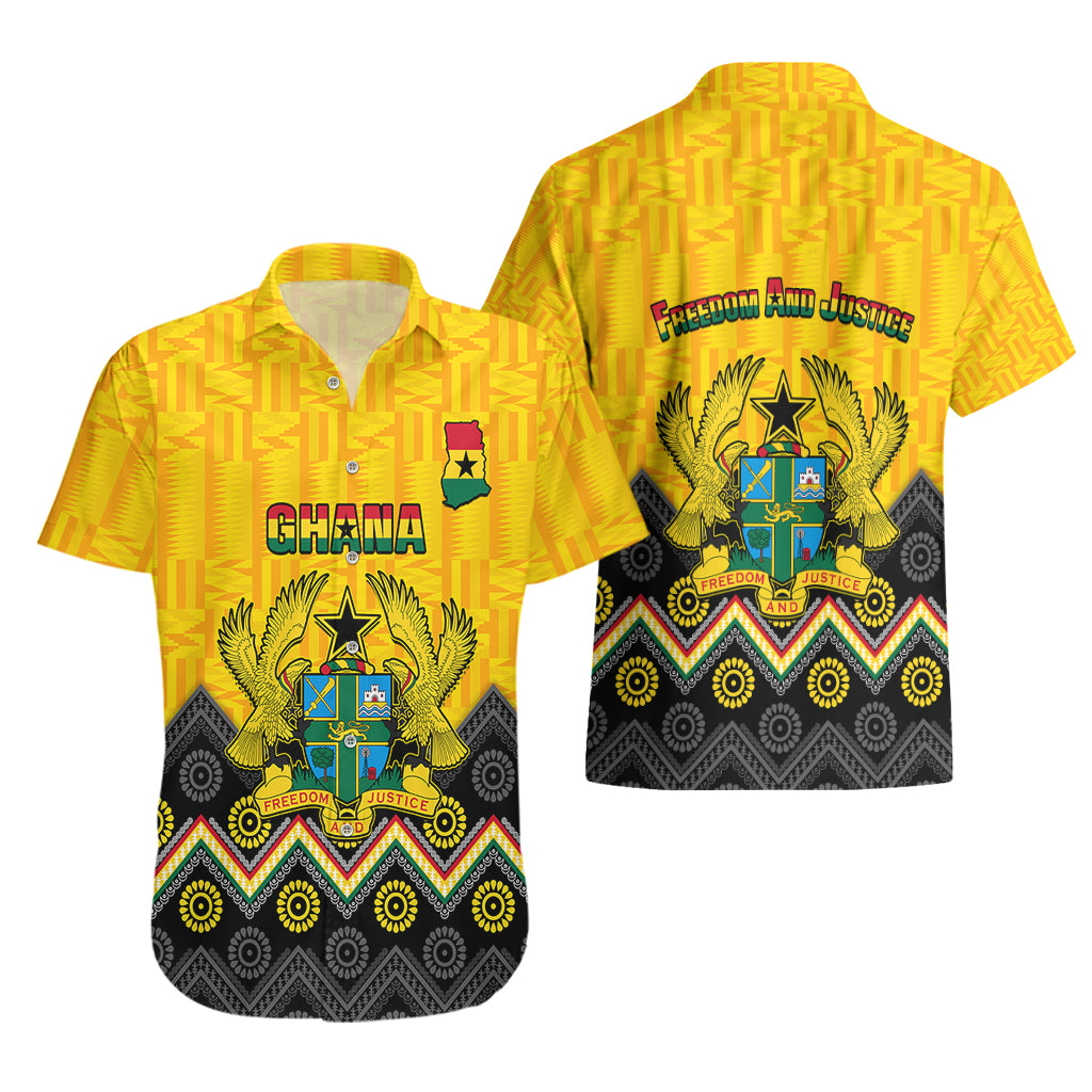 Ghana Hawaiian Shirt Kente Pattern And Adinkra Pattern Mix Coat Of Arms TS06 - Wonder Print Shop