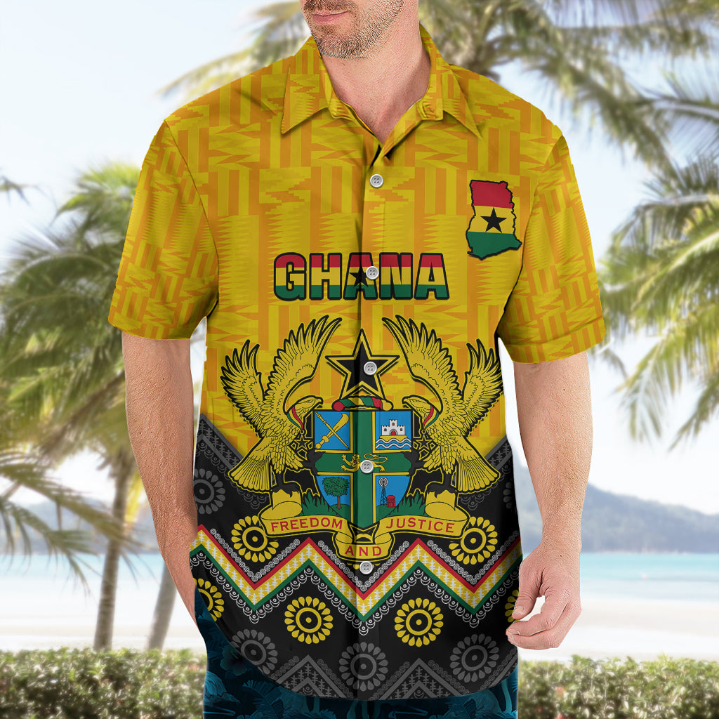 Ghana Hawaiian Shirt Kente Pattern And Adinkra Pattern Mix Coat Of Arms TS06 - Wonder Print Shop