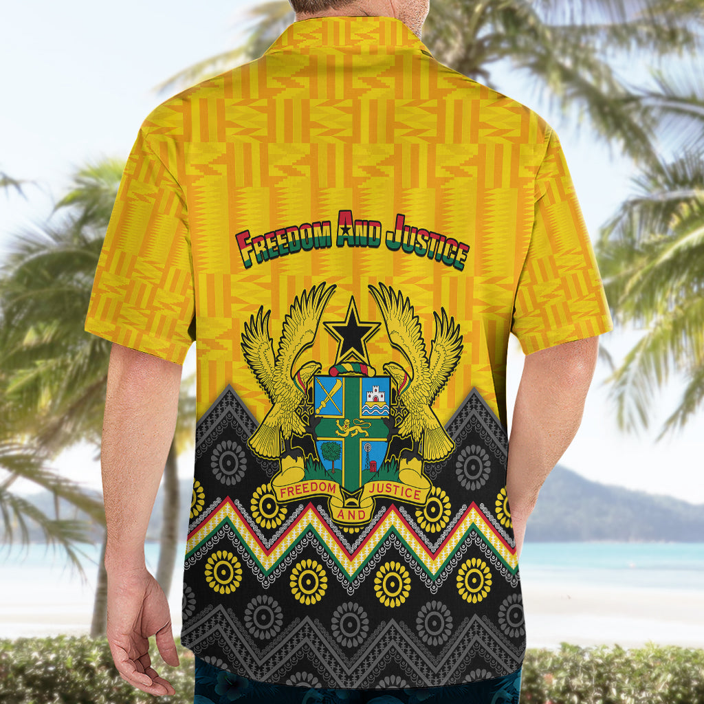 Ghana Hawaiian Shirt Kente Pattern And Adinkra Pattern Mix Coat Of Arms TS06 - Wonder Print Shop