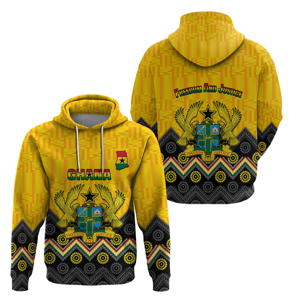 Ghana Hoodie Kente Pattern And Adinkra Pattern Mix Coat Of Arms TS06 - Wonder Print Shop
