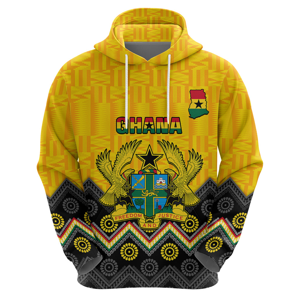 Ghana Hoodie Kente Pattern And Adinkra Pattern Mix Coat Of Arms TS06 - Wonder Print Shop