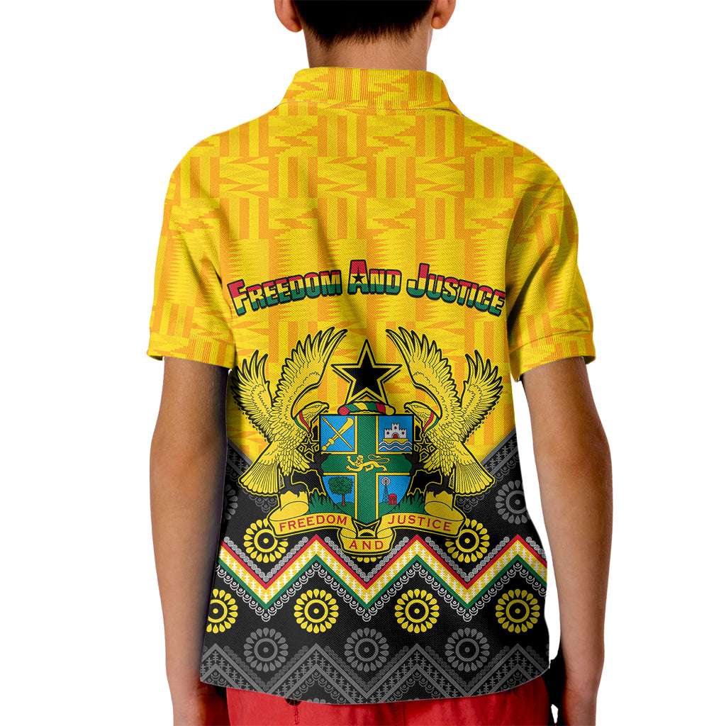 Ghana Kid Polo Shirt Kente Pattern And Adinkra Pattern Mix Coat Of Arms TS06 - Wonder Print Shop