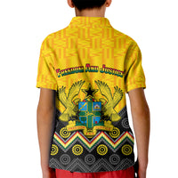 Ghana Kid Polo Shirt Kente Pattern And Adinkra Pattern Mix Coat Of Arms TS06 - Wonder Print Shop
