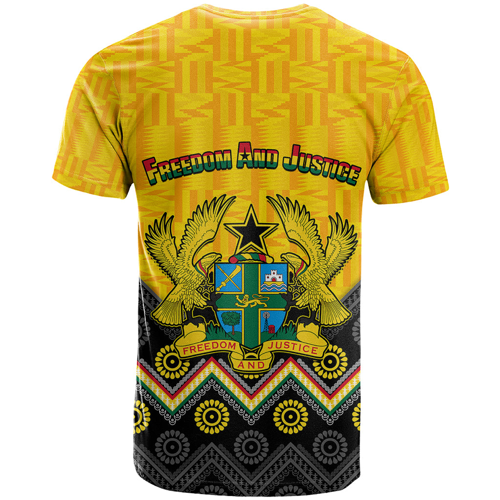 Ghana T Shirt Kente Pattern And Adinkra Pattern Mix Coat Of Arms TS06 - Wonder Print Shop