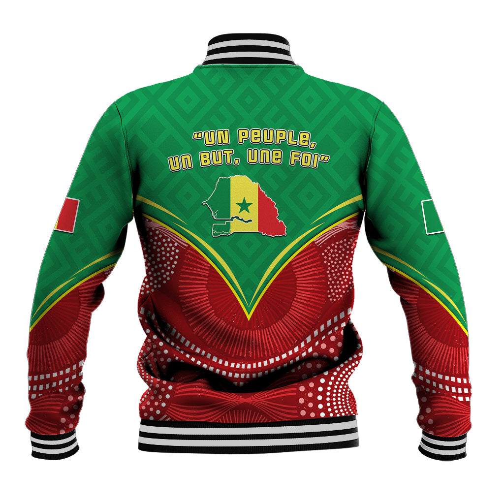 Senegal Baseball Jacket Africa Tribal Pattern With Coat Of Arms TS06 - Wonder Print Shop