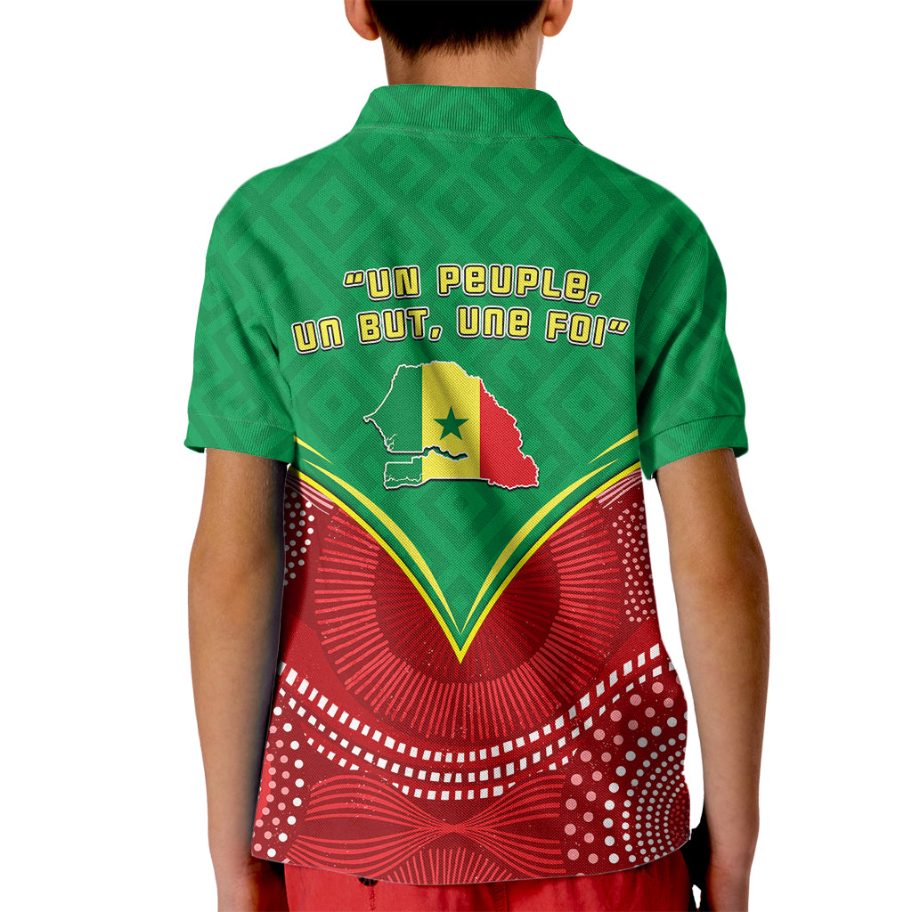 Senegal Kid Polo Shirt Africa Tribal Pattern With Coat Of Arms TS06 - Wonder Print Shop